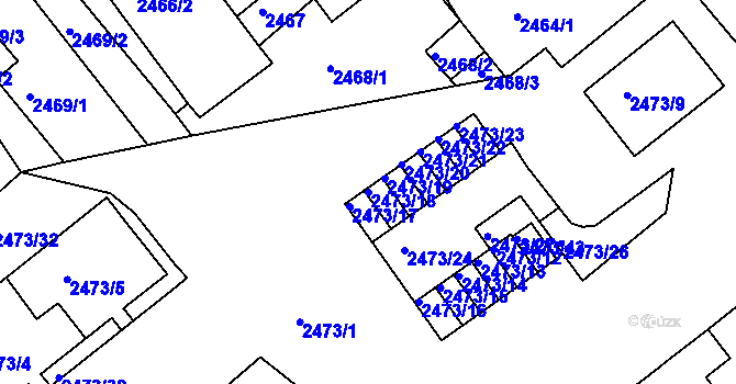 Parcela st. 2473/18 v KÚ Chomutov II, Katastrální mapa
