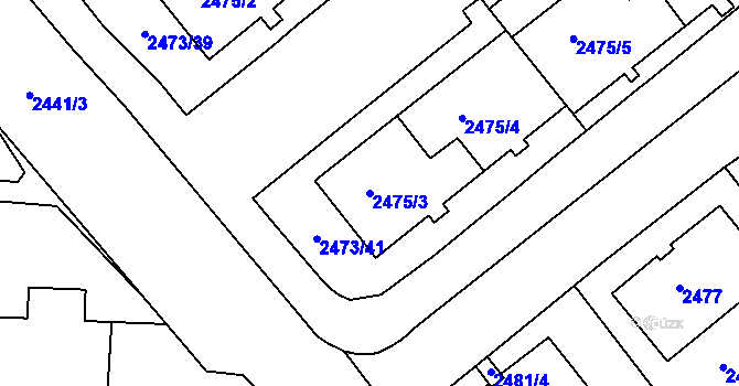 Parcela st. 2475/3 v KÚ Chomutov II, Katastrální mapa