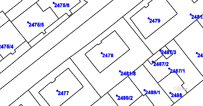 Parcela st. 2478 v KÚ Chomutov II, Katastrální mapa