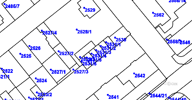 Parcela st. 2531/3 v KÚ Chomutov II, Katastrální mapa