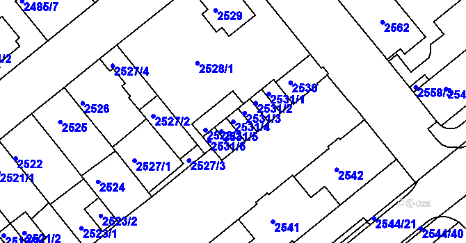 Parcela st. 2531/4 v KÚ Chomutov II, Katastrální mapa
