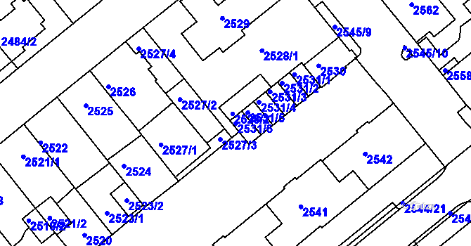 Parcela st. 2531/6 v KÚ Chomutov II, Katastrální mapa