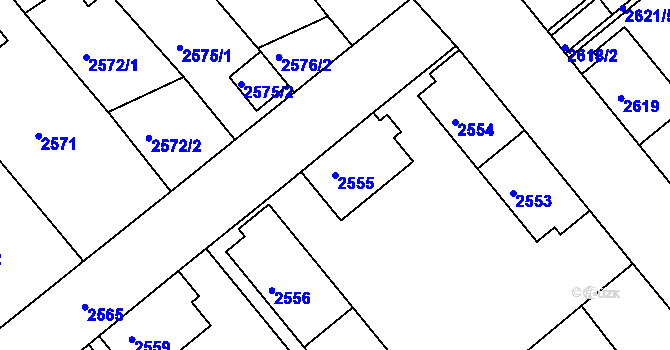 Parcela st. 2555 v KÚ Chomutov II, Katastrální mapa