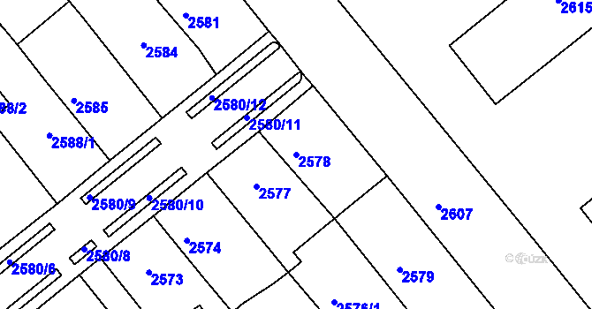 Parcela st. 2578 v KÚ Chomutov II, Katastrální mapa