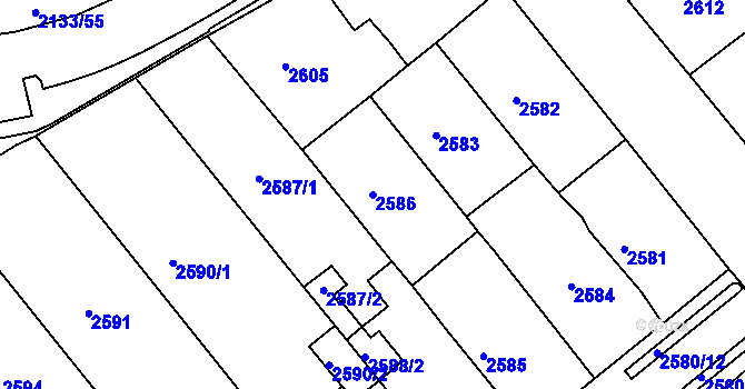 Parcela st. 2586 v KÚ Chomutov II, Katastrální mapa