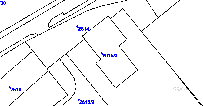 Parcela st. 2615/3 v KÚ Chomutov II, Katastrální mapa
