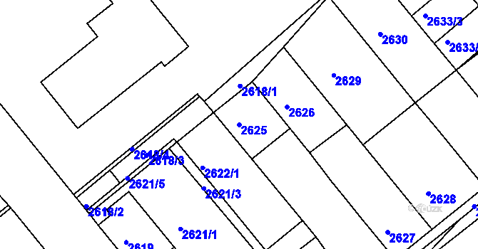 Parcela st. 2625 v KÚ Chomutov II, Katastrální mapa