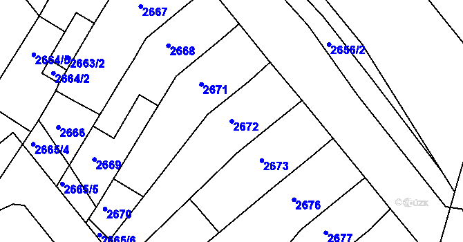 Parcela st. 2672 v KÚ Chomutov II, Katastrální mapa