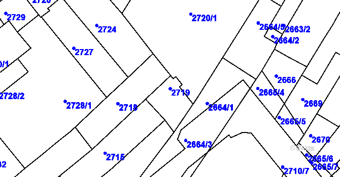 Parcela st. 2719 v KÚ Chomutov II, Katastrální mapa