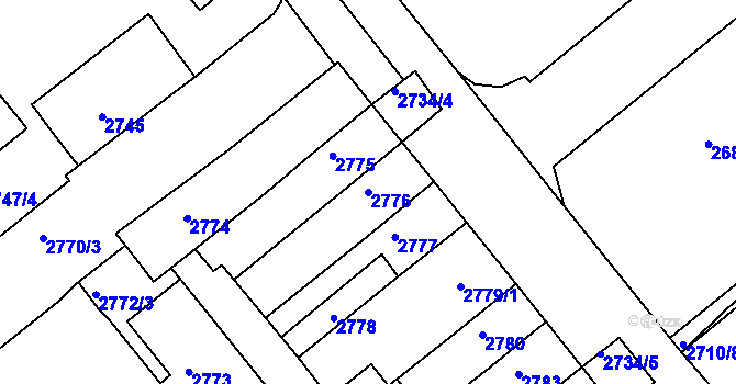 Parcela st. 2776 v KÚ Chomutov II, Katastrální mapa