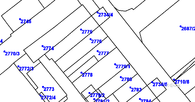 Parcela st. 2777 v KÚ Chomutov II, Katastrální mapa
