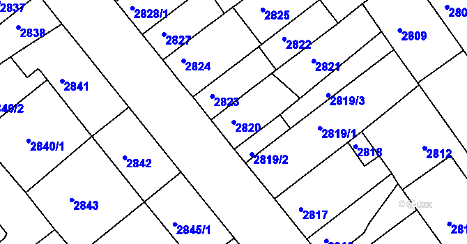 Parcela st. 2820 v KÚ Chomutov II, Katastrální mapa