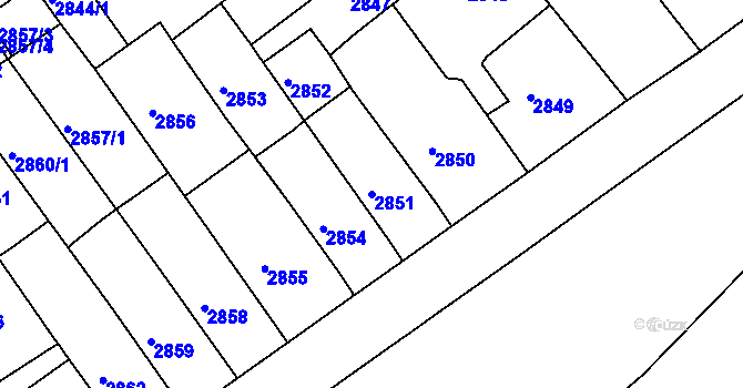 Parcela st. 2851 v KÚ Chomutov II, Katastrální mapa