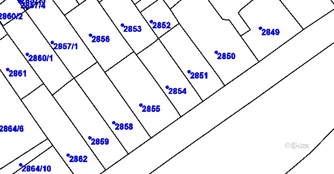 Parcela st. 2854 v KÚ Chomutov II, Katastrální mapa