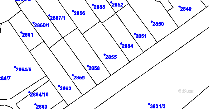 Parcela st. 2855 v KÚ Chomutov II, Katastrální mapa