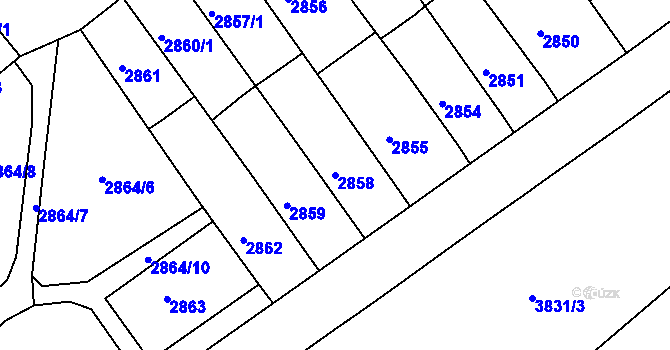 Parcela st. 2858 v KÚ Chomutov II, Katastrální mapa