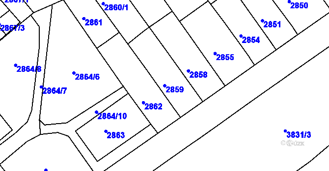 Parcela st. 2859 v KÚ Chomutov II, Katastrální mapa
