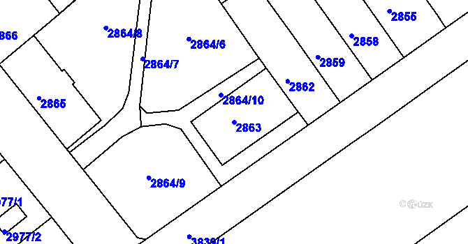 Parcela st. 2863 v KÚ Chomutov II, Katastrální mapa