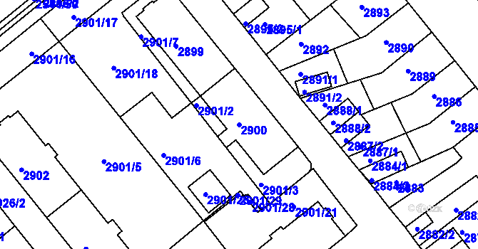 Parcela st. 2900 v KÚ Chomutov II, Katastrální mapa