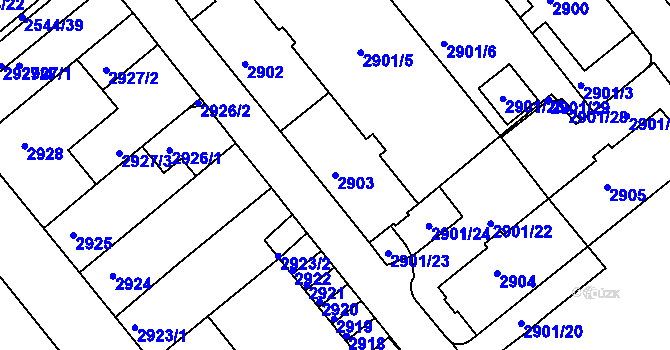 Parcela st. 2903 v KÚ Chomutov II, Katastrální mapa