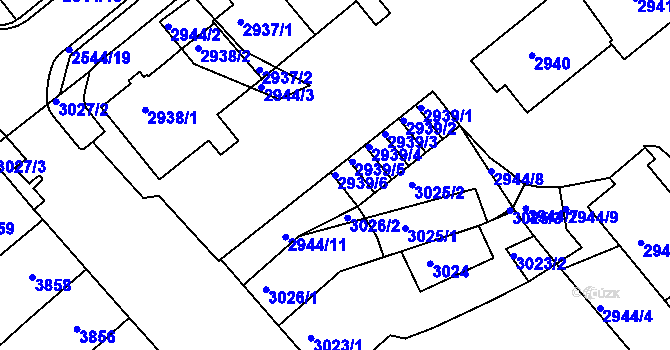 Parcela st. 2939/6 v KÚ Chomutov II, Katastrální mapa