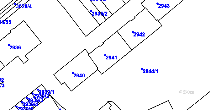 Parcela st. 2941 v KÚ Chomutov II, Katastrální mapa