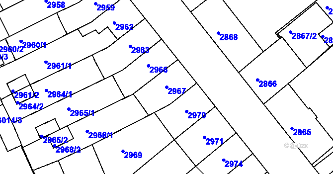 Parcela st. 2967 v KÚ Chomutov II, Katastrální mapa