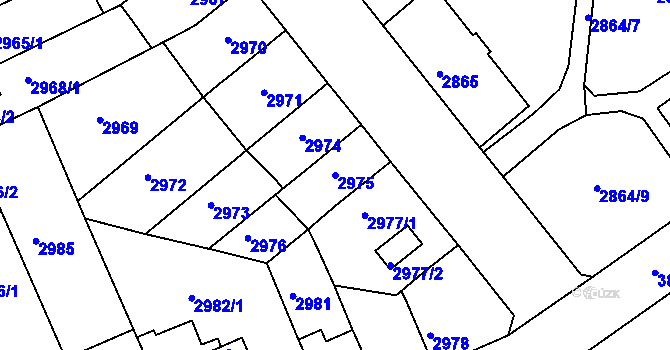 Parcela st. 2975 v KÚ Chomutov II, Katastrální mapa