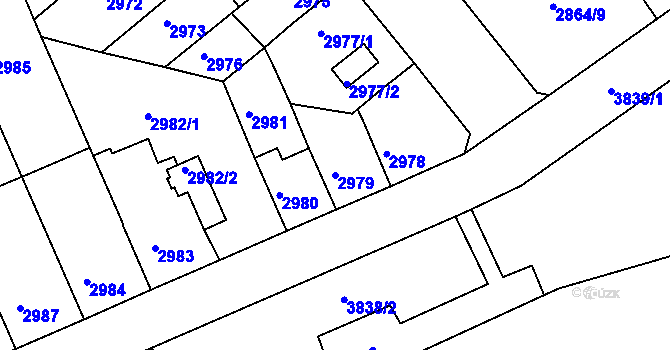 Parcela st. 2979 v KÚ Chomutov II, Katastrální mapa
