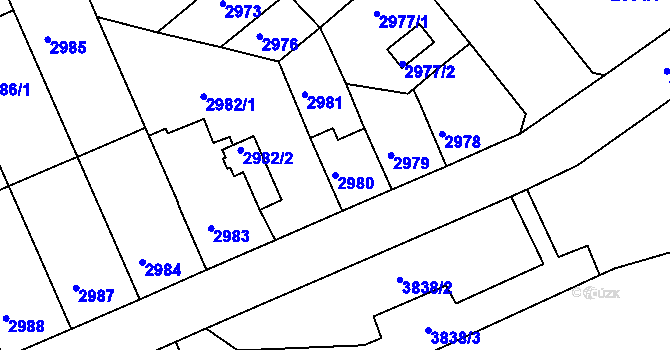 Parcela st. 2980 v KÚ Chomutov II, Katastrální mapa