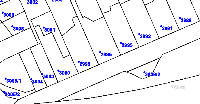 Parcela st. 2996 v KÚ Chomutov II, Katastrální mapa