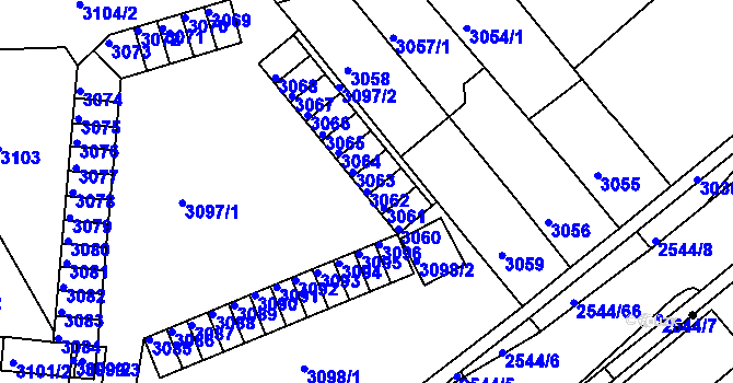 Parcela st. 3062 v KÚ Chomutov II, Katastrální mapa