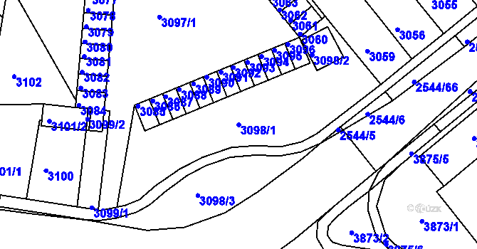 Parcela st. 3098/1 v KÚ Chomutov II, Katastrální mapa