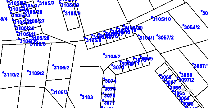 Parcela st. 3104/2 v KÚ Chomutov II, Katastrální mapa