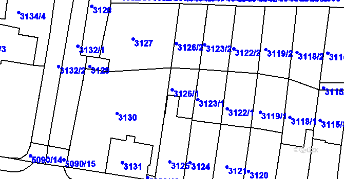 Parcela st. 3126/1 v KÚ Chomutov II, Katastrální mapa
