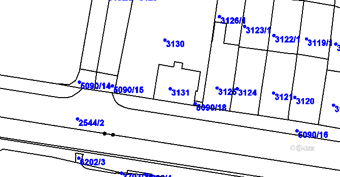 Parcela st. 3131 v KÚ Chomutov II, Katastrální mapa