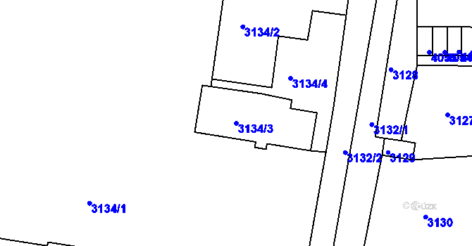 Parcela st. 3134/3 v KÚ Chomutov II, Katastrální mapa