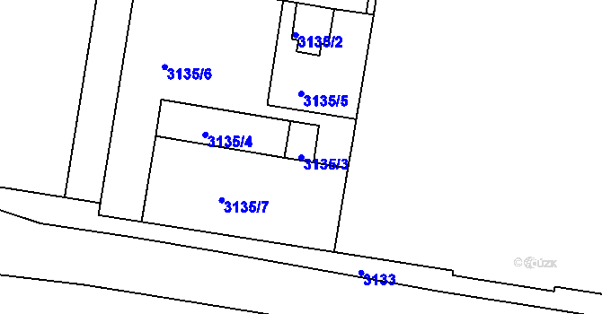 Parcela st. 3135/3 v KÚ Chomutov II, Katastrální mapa