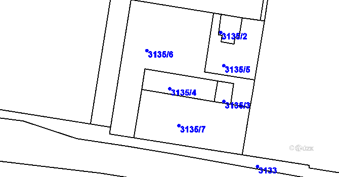 Parcela st. 3135/4 v KÚ Chomutov II, Katastrální mapa