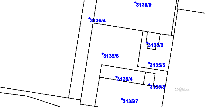 Parcela st. 3135/6 v KÚ Chomutov II, Katastrální mapa