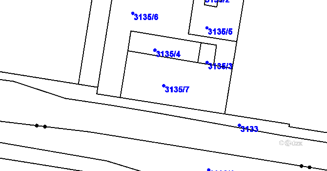 Parcela st. 3135/7 v KÚ Chomutov II, Katastrální mapa