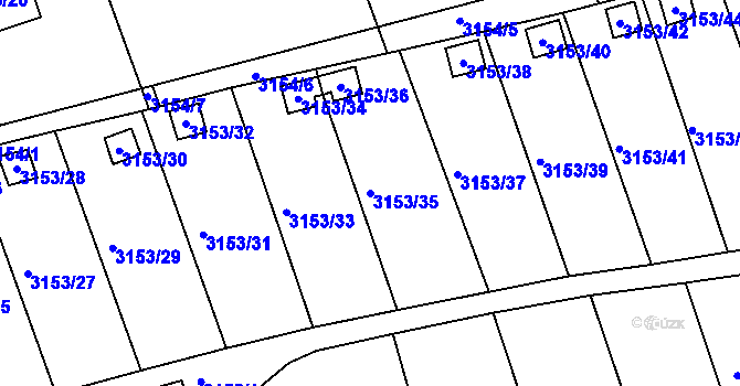 Parcela st. 3153/35 v KÚ Chomutov II, Katastrální mapa