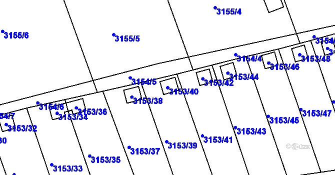 Parcela st. 3153/40 v KÚ Chomutov II, Katastrální mapa