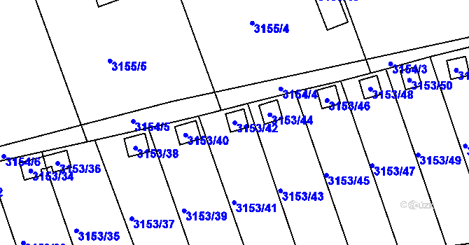 Parcela st. 3153/42 v KÚ Chomutov II, Katastrální mapa