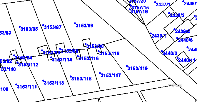 Parcela st. 3153/118 v KÚ Chomutov II, Katastrální mapa