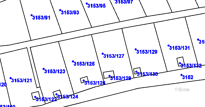 Parcela st. 3153/127 v KÚ Chomutov II, Katastrální mapa