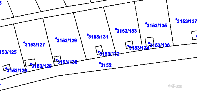 Parcela st. 3153/132 v KÚ Chomutov II, Katastrální mapa