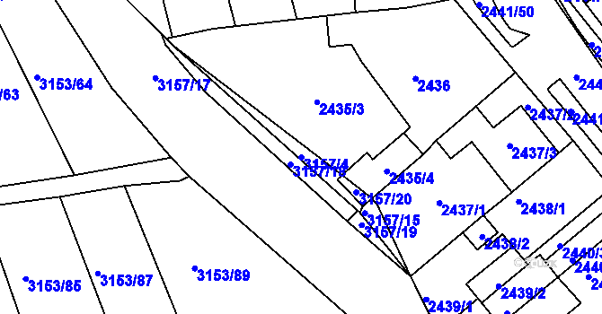 Parcela st. 3157/4 v KÚ Chomutov II, Katastrální mapa