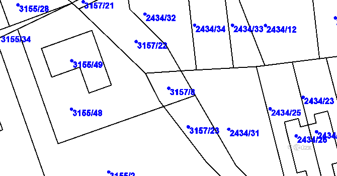 Parcela st. 3157/8 v KÚ Chomutov II, Katastrální mapa