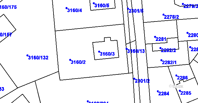 Parcela st. 3160/3 v KÚ Chomutov II, Katastrální mapa
